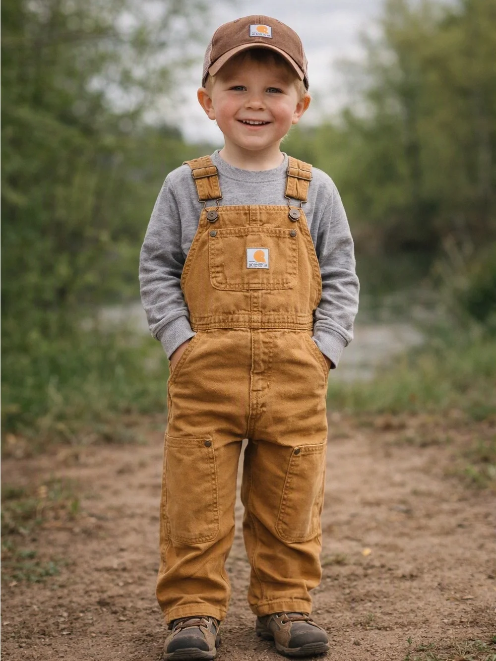 Carhartt Kids Tan/Brown Duck Canvas Overalls